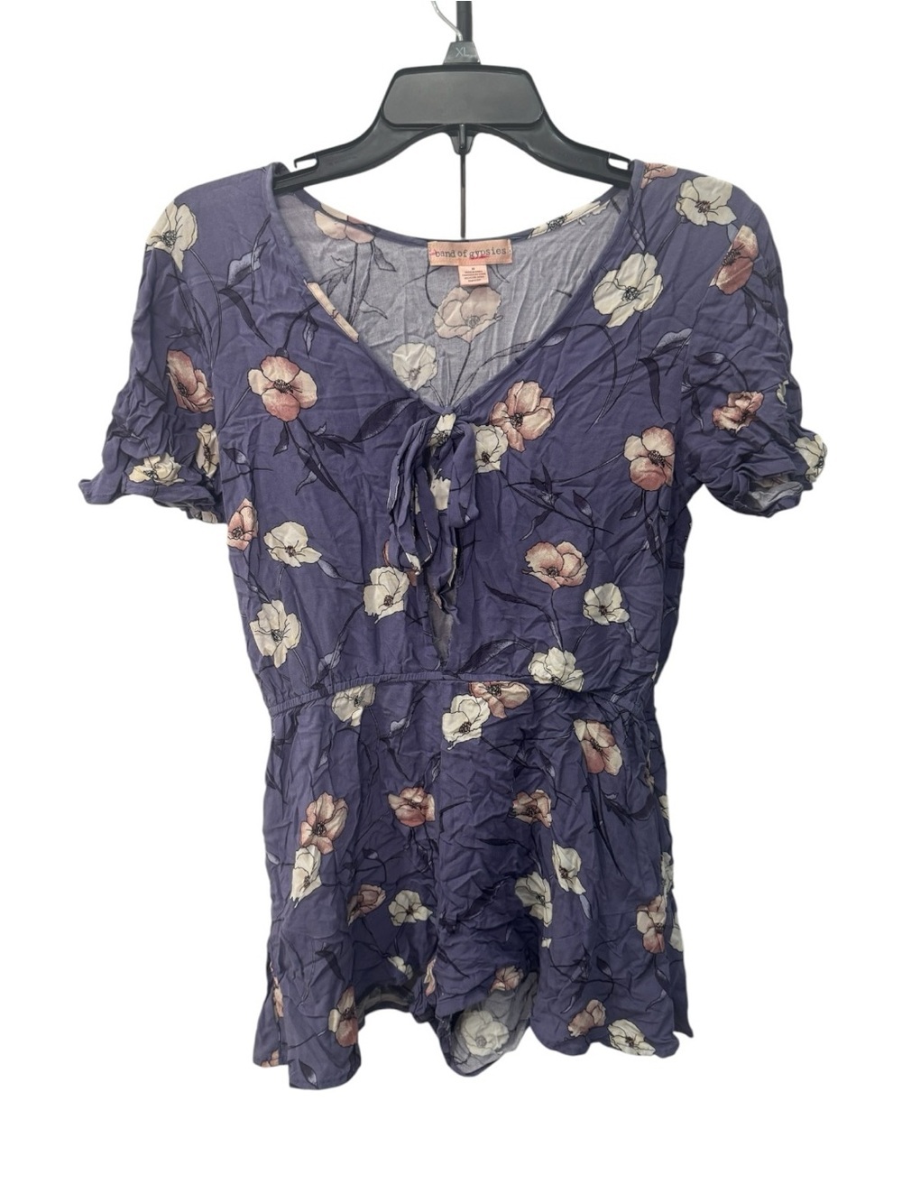 Band of Gypsies Purple Floral Tie-Front romper women’s size M